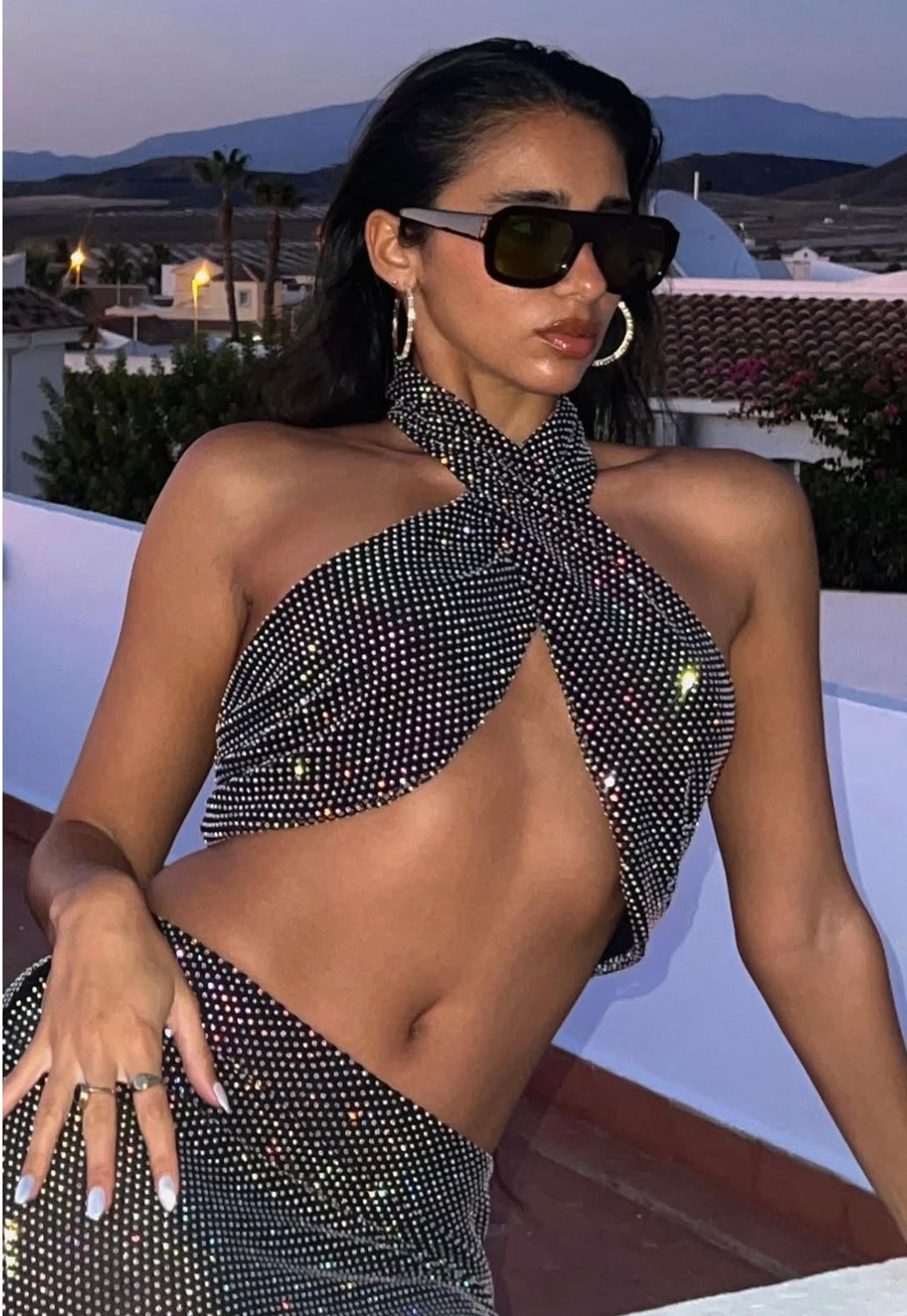 Midnight Sparkle Halter top